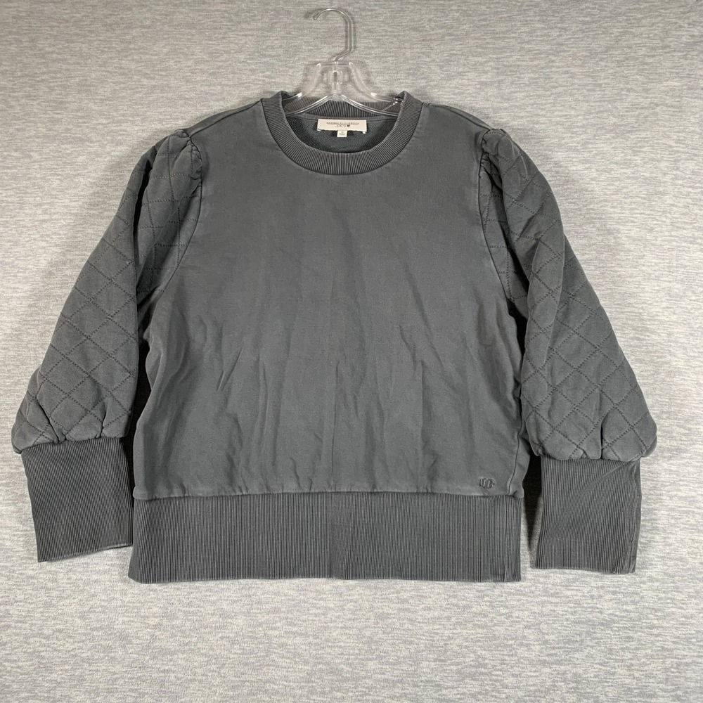 Joe's Andrea's Lookbook Crewneck Shirt Womens XL Gray Quilted Balloon Sleeve Top